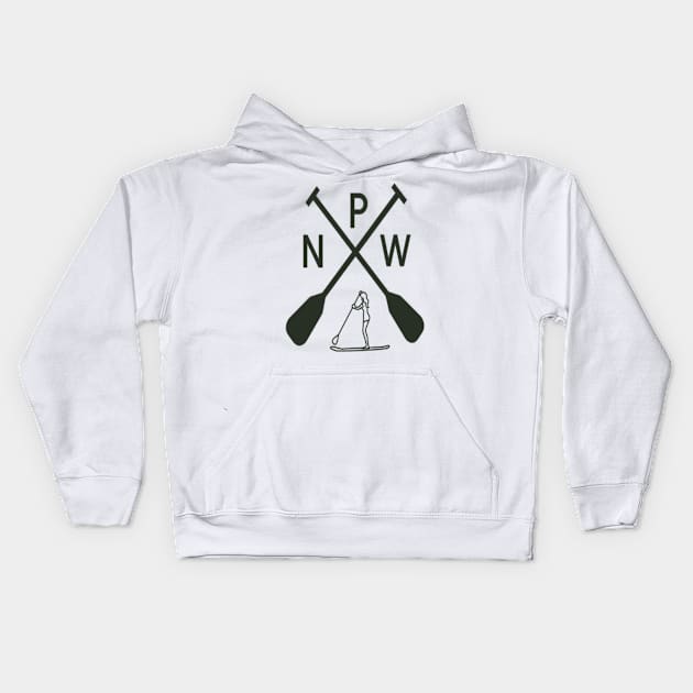 pnw paddle board Kids Hoodie by xoxoheart